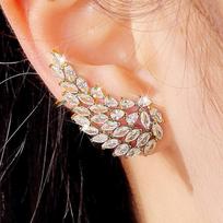 Marquise Stone Curved Wrap Ear Cuff Non Piercing Sparkling Ear Climber Earrings for Women Party Fashion Jewelry