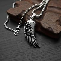 Retro angelo sparnų vyriškas madingas dizainas plunksnos karoliai pakabukas 60CM(Necklace Long) black