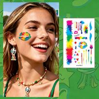 2026 World Cup Soccer Face Paint Tattoo Stickers - Fan Cheer Tattoos for Bar Party Decor - Waterproof Long-Lasting Multi-Style 14.5*21CM