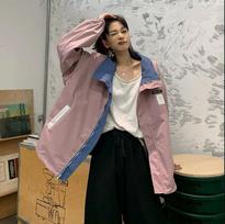 Spring Waterproof Windbreaker Boutique Hooded Jacket Soft Comfortable Top Casual Coat Double-side Wear Women XXL rožinė