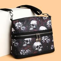 Waterproof Oxford Cloth Handbag Fashion Ghost Pattern Crossbody Bag Women Shoulder Bag Student School Bags Satchel MIT 26x11x21cm raudona