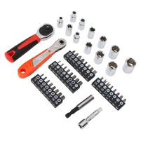 Ratcheting Screwdriver Set 48 in 1 Ratchet Wrench 14in Socket Slot Cross Screwdriver Bit Household white