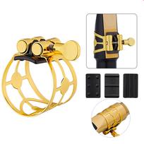 KUNO 24k Gold Plated Jiuye Alto Saxophone Ligature for Tenor/Baritone High-Pitched Clip Metal Mouthpiece (Thin)
