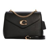 Coach Tammie 26 Logo Snap Chain Leather Flap Shoulder Crossbody Bag Medium Women bags Black C7945-IMBLK Basic Set (Bag+Dust Bag) black