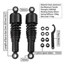 267mm Motorcycle Adjustable Shock Absorbers Aluminum Black Chrome Rear Suspension For Touring Road King Electra Glide