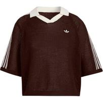 adidas Originals moteriški nėriniuoti polo marškinėliai tamsiai rudi KE0198 L black