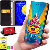 Etui Typu Portfel Do Motorola Moto G56 - Pokrowiec Bluemoon Nadruk + Szkło 9H