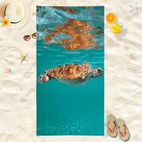 Coral Reef Sea Turtle Beach Towel, Realistic Underwater Print Quick-Dry Towel 50x100cm
