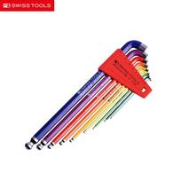 PB Swiss Tools 9 dalių itin ilgas spalvotas šešiakampis raktų rinkinys su rutuline galvute