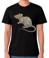 Decorative Rat T-Shirt Ornamental Rodent Animal Art Graphic Unisex Tee XL