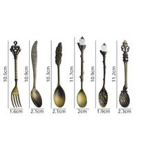 6pcs Vintage Palace Coffee Spoon Set Home Tableware Kitchen Gadget Set Ice Cream Jam Dessert Spoon Afternoon Tea Decor Tool Gift Fork styles are rand