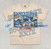 Everything Is Fine T-Shirt Funny Meme Shark Swimmer Swimming Joke Graphic Shirt L