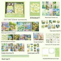 Cross-Border Floral Notebook Planner Set with Children's Collage Stickers and Planner Gift Box beige