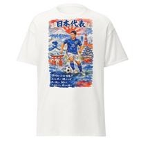 Japonijos Nacionalinės Komandos Futbolo Marškinėliai, Samurai Mėlyna Akvarelės Menas, Fudži Kalno Bangų Marškinėliai 4XL