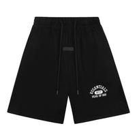 Fear Of God Essentials 1977 Arkos Logotipo Spaudiniai Unisex Laisvi Medvilniniai Šortai su Raišteliu Laisvalaikio Sportiniai Šortai 3 Spalvos S