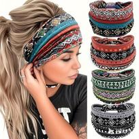 4 vnt. Plati galvos juosta moterims Mazguota Neslystanti galvos juosta Minkšta galvos juosta Plaukų aksesuarai Boho Afrikietiški galvos raišteliai moterims Joga Treniruotė
