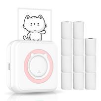 „Viskas viename“ nuotraukų spausdintuvas Daugiafunkcis nešiojamasis spausdintuvas Belaidis momentinis mini spausdintuvo palaikymas BT with 11 rolls thermal paper rožinė