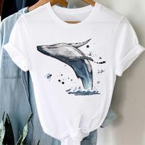 Unisex Spaudinys Laukinio Gyvūno Tendencija Akvarelė Naujo Stiliaus Drabužiai Trumpomis Rankovėmis Kasdienis Marškinėlis Viršus Vasaros Mada Marškinėliai Moteriai FeUnisex Grafiniai Marškinėliai L