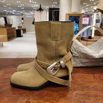 Odiniai matiniai senoviniai vakarietiški kaubojų batai, moteriški šiurkščiakulniai diržo sagtis Vidutiniai riteriniai batai Martin Boots 35 chaki