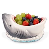 3D Shark Attack Ceramic Bowl 40oz Food Storage Container Shark Shape Snack Bowl Multi-Purpose Bowls for Popcorn Fruit Key Candy