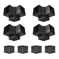 6x6 Inch Pergola Bracket Inner 5.5x5.5 3-Way Brackets 4 Pcs with 4 Bases