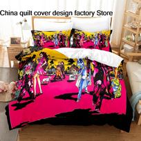 3Pcs Jojos Bizarre Adventure Anime Bedding Set 3D Print Shonen Manga Duvet Cover Pillowcases For Teens Fans Room Decor Gift EU Single(135x200cm)