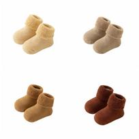 4Pairs Solid Color Thicken Baby Socks Anti-slip Home Sleep Socks  Autumn&Winter S-4Pairs