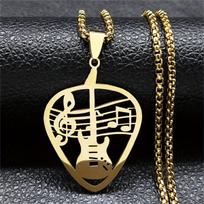 New Music Guitar Pick Pendant Necklace Versatile High-end Jewelry Accessories 60CM