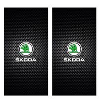 AAAAA1 2Pcs Car Logo Center Pillar Protective Film Anti-scratch Sticker Decal For Skoda Octavia MK2 MK3 A7 Fabia Karoq Kodiaq VII Rapid