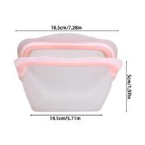 Reusable Food Grade Silicone Fresh-keeping Bag Kitchen Transparent Leak Proof Upright Freezer Sealing Bag For Vegetable Fruit 600ML