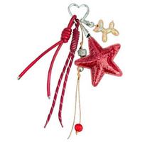 Keychain Pendant Matte-Glossy Finish Imitation Leather Five-Pointed Star Key Chain with Metal Heart Buckle Backpack Accessory