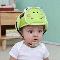 Baby Safety Helmet Toddler Protective Headgear Soft Padding Adjustable Strap Cartoon Design Lightweight Breathable Mesh Material žalia