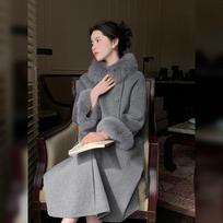 Fall Winter New Advanced Lazy Tweed Jacket Casual Style Long Coat Women's Casual Style Coat High Quality Coat S pilka spalva