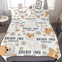 Shiba Inu Duvet Cover Set Cute Shiba Inu Bedding Set Cute Yellow Dog Cartoon Animal Farmhouse Pet Animals Polyester Quilt Cover 70x133cm 2pcs gray