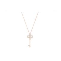 Swarovski Fashion Rotating Four-Leaf Clover Key Necklace Sweater Chain Women necklace Rose-Gold 5422282 Box+Shopping Bag (Random Color)