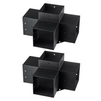 Pergola Bracket Kit 6''x6'', Inner Size 5.6 x5.6 2pcs 4-Way Heavy Duty Corner Bracket Woodworks DIY Post Base Kit, Easy Installation Wooden Beams for