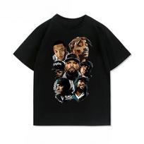West Coast Rap Eminem 2PAC Dog Brother Rock Hip Hop  Cotton Short Sleeve T-Shirt Men's and Women's Casual Cotton Top - Men's ... S įvairiaspalvis