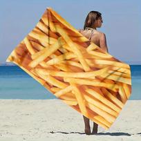 French Fries Pattern Towel, Quick Dry Soft Microfiber Absorbent for Travel Camping Swimming Yoga Fitness Beach Pool 40X60cm