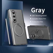 For Samsung Galaxy Z Fold 5 6 7 Case with Stylus Pen Magsafe 360° Rotation Stand Hinge Screen Protector Full Protection Cover Plastic&Galaxy Z Fold6 pilka
