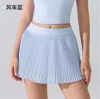 Nude-feel antibacterial yoga short skirt, high-waisted, quick-dry sports pleated fitness running, badminton, tennis, outdoor anti-wardrobe malfunction S