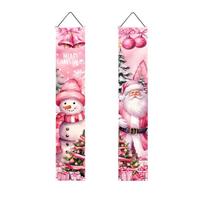 1 pair 180x30CM Christmas Door Couplet Rectangular Santa Claus Xmas Hanging Flags Printed Colorful Merry Christmas Banner Bar