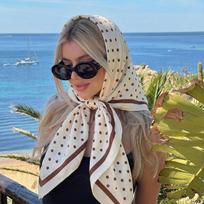 2026 Šilkinė skara Kvadratinė skara Moterims Spausdinta galvos juosta Foulard Satino hidžabas Plaukų juostelės Kaklaskaris Moteriškos galvos apdangalai Bandana 90x90cm gray