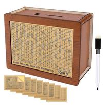 Medinė pinigų dėžutė Pinigų bankas Skaitliukas taupymo tikslui Retro pinigų bankas su 500 1000 2000 3000 5000 10000 pinigų taupymo tikslu