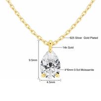 14K auksinės kriaušės formos mozanito deimanto karoliai moterims 0,5ct 1ct 2ct D VVS1 vieno akmens pakabukas Vestuviniai papuošalai Sertifikuoti