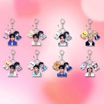 8pcs Stray Kids Triple Charms Keychain, SKZOO Animal+Member Cartoon+Idol Real Photo 3-in-1 Bag Pendant, Kpop STAY Fans Collectible Key Ring Gift 8pcs
