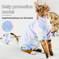 Fenice-Cat Tie-Dye Clothes Base, Silver Fox Velvet, Four-Legged Clothes, Sphynx, Hairless, Ragdoll, Autumn, Winter (as the picture,XS（old）)