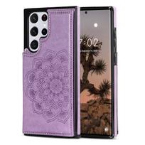 Suitable for Samsung Galaxy S7 S8 S9 S10 S20 S21 S22 Ultra Case with Card Holder, Flower Magnetic Buttons Protective Wallet Case For Galaxy S8 violetinė