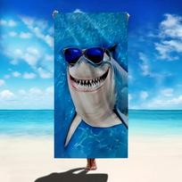 Cartoon Shark Microfiber Beach Towel Quick Dry Knit Fabric for Swimming Beach 50X100cm