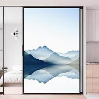 Custom Size Window Privacy Film Lake Hills View Glass Sticker Static Cling Frosted Decorative Window Tint for Home Office 30X60cm