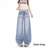 Light Blue Vintage Relaxed Slim Saber Cut Straight Floor Sweeping Wide Leg Denim Pants Spring Summer Casual Pants Oversize Denim Trousers XS